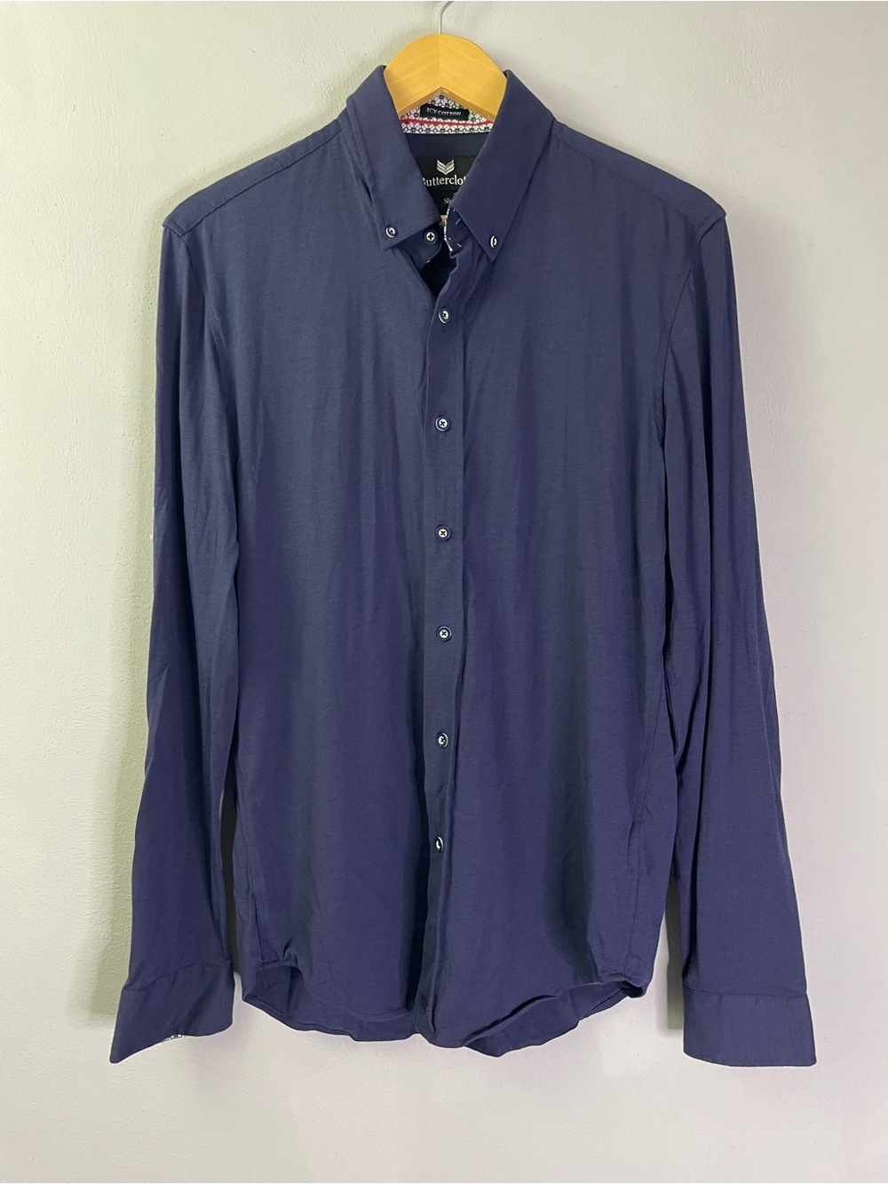 Buttercloth Icy Cotton Shirt Mens Medium Slim Fit Blue Stretch Button Up Medium - Picture 10 of 10